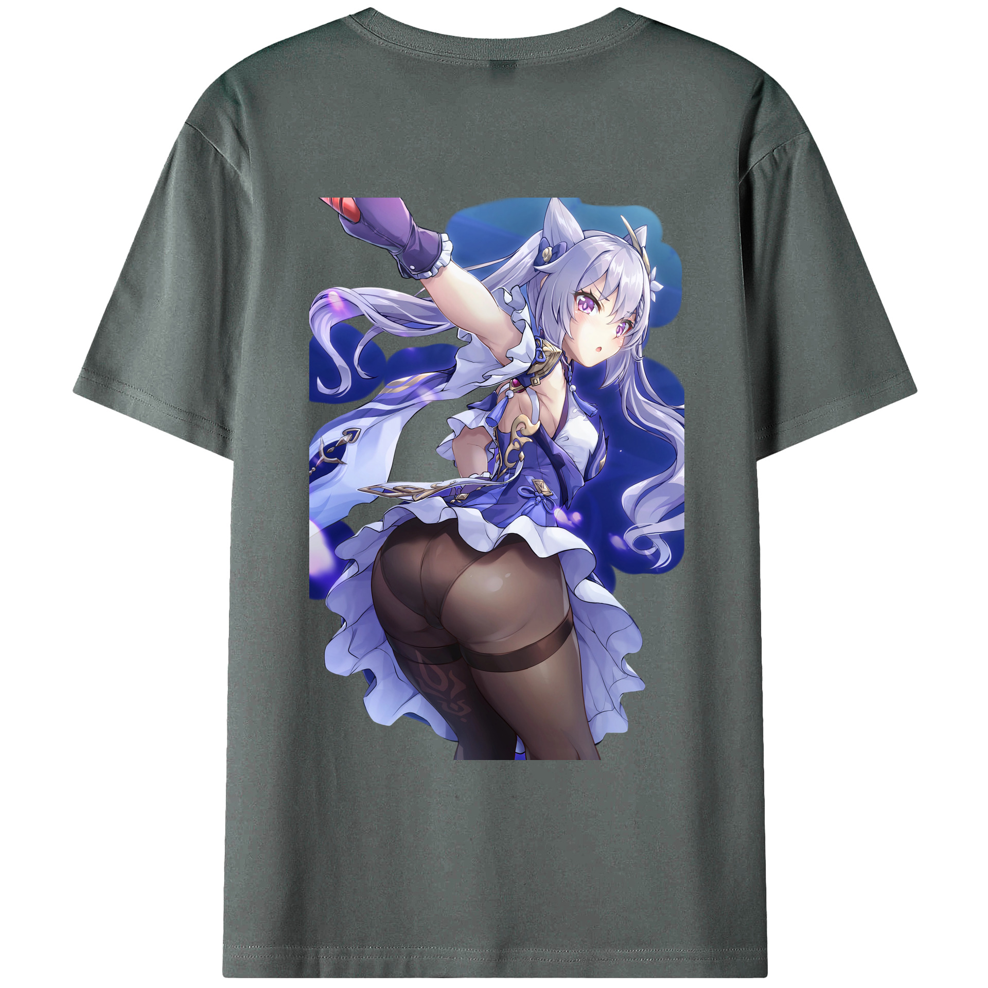 げんし神 刻晴 こくせい genshin Kokusei 綿100％ メンズ半袖Tシャツ（バックプリント） 通気性